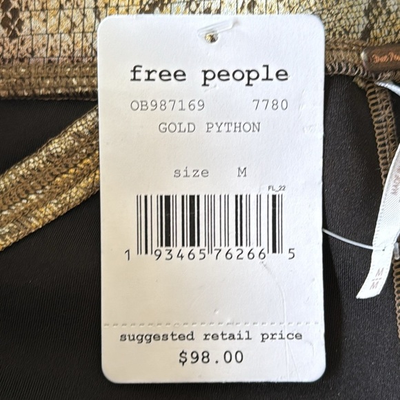 NWT FREE PEOPLE gold python leggings size M brown shiny snakesekin pull on - Picture 6 of 9